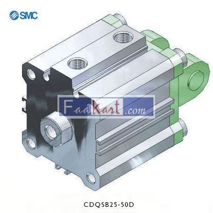 Picture of CDQSB25-50D     SMC Pneumatic Compact Cylinder 25mm Bore, 50mm Stroke, CQS Series, Double Acting