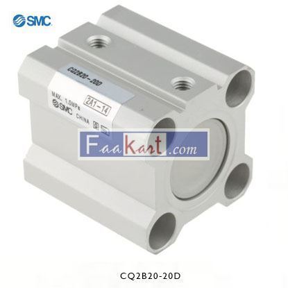 Picture of CQ2B20-20D   SMC Pneumatic Compact Cylinder 20mm Bore, 20mm Stroke, CQ2 Series, Double Acting