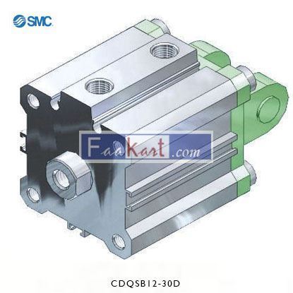Picture of CDQSB12-30D    SMC Pneumatic Compact Cylinder 12mm Bore, 30mm Stroke, CQS Series, Double Acting