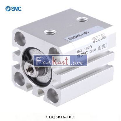 Picture of CDQSB16-10D    SMC Pneumatic Compact Cylinder 16mm Bore, 10mm Stroke, CQS Series, Double Acting