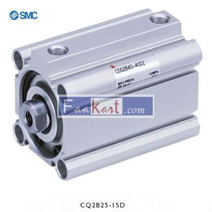 Picture of CQ2B25-15D   SMC Pneumatic Compact Cylinder 25mm Bore, 15mm Stroke, Double Acting