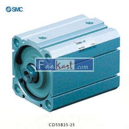 Picture of CD55B25-25    SMC Pneumatic Compact Cylinder 25mm Bore, 25mm Stroke, C55 Series, Double Acting
