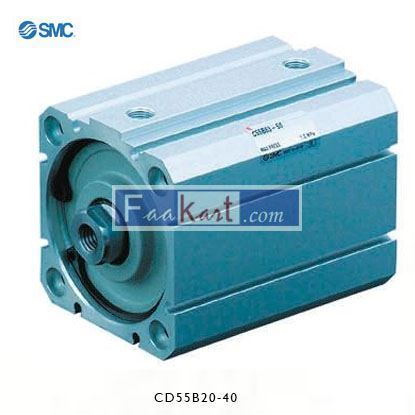 Picture of CD55B20-40  SMC Pneumatic Compact Cylinder 20mm Bore, 40mm Stroke, C55 Series, Double Acting