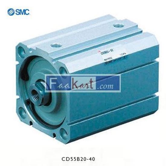 Picture of CD55B20-40  SMC Pneumatic Compact Cylinder 20mm Bore, 40mm Stroke, C55 Series, Double Acting