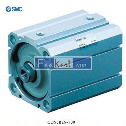 Picture of CD55B25-100   SMC Pneumatic Compact Cylinder 25mm Bore, 100mm Stroke, C55 Series, Double Acting