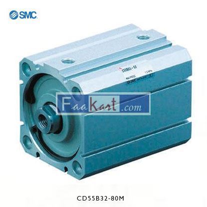 Picture of CD55B32-80M    SMC Pneumatic Compact Cylinder 32mm Bore, 80mm Stroke, C55 Series, Double Acting