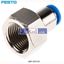 Picture of QSF-3 8-6-B  Festo Threaded-to-Tube Pneumatic Fitting