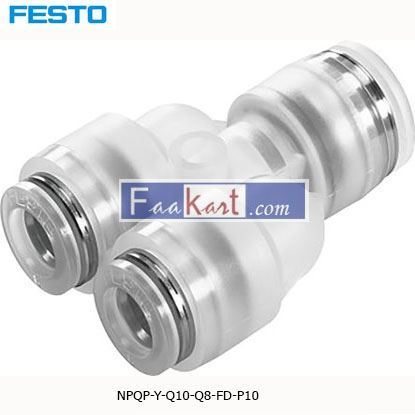 Picture of NPQP-Y-Q10-Q8-FD-P10  Festo NPQP Pneumatic Y Tube-to-Tube Adapter