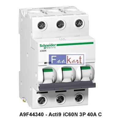 Picture of A9F44340 - Acti9 iC60N 3P 40A C Miniature Circuit breaker