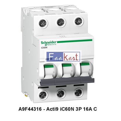 Picture of A9F44316 - Acti9 iC60N 3P 16A C-Miniature Circuit breaker