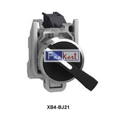 Picture of XB4-BJ21- Selector switch, metal ,black Ø22, long handle, 2 positions, stay put, 1 NO