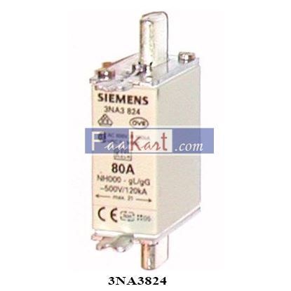 Picture of 3NA3824  SIEMENS    FUSE 80A 500V LT 20 BD