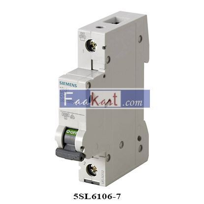 Picture of 5SL6106-7 Siemens Circuit Breaker 6A, 1 Pole, 230/400V 6KA