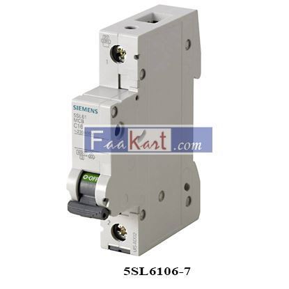 Picture of 5SL6106-7 SIEMENS  BREAKER SINGLE PHASE 6A WITH AUXILIARY