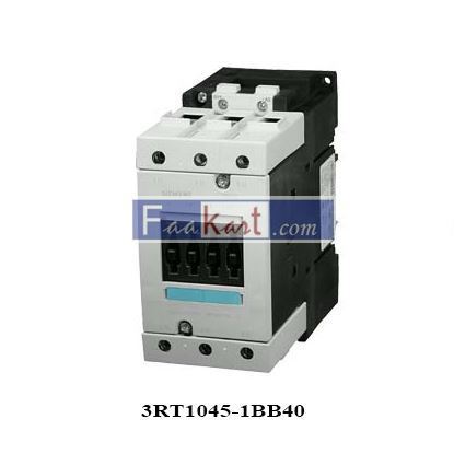 Picture of 3RT1045-1BB40 Siemens Contactor, AC-3  37Kw/400V, DC 24V, 3-Pole, Size: S3, Screw Connection,