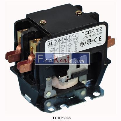 Picture of TCDP302S  CONTACTOR  U7 Pole: 2 FLA : 30A RES 40A Coil voltage: 240V- 50/60 Hz TC Made India