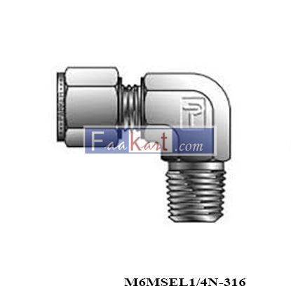 Picture of M6MSEL1/4N-316 Male Elbow  6mm x 1/4" NPT, SS316, Parker
