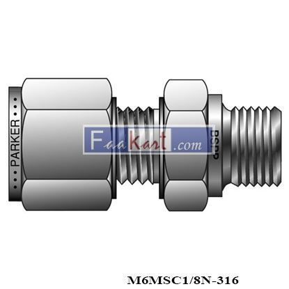 Picture of M6MSC1/8N-316 Male Connector 6mm x 1/8" NPT, SS316, Parker
