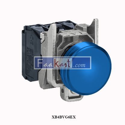 Picture of XB4BVG6EX   Complete pilot light, Harmony XB4, round Ø22 mm, IP65, blue, integral LED