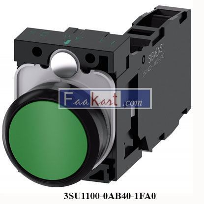 Picture of 3SU1100-0AB40-1FA0  Siemens Green Round Push Button