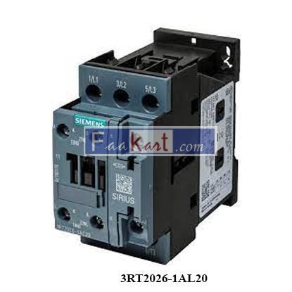 Picture of 3RT2026-1AL20 Power contactor, AC-3 25 A, 11 kW / 400 V 1 NO + 1 NC, 230 V AC,50 / 60 Hz, 3-pole, Size S0, screw termina