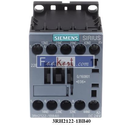 Picture of 3RH2122-1BB40 CONTACTOR RELAY, 2NO+2NC DC 24V