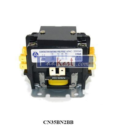 Picture of CN35BN2BB CONTACTOR; LIGHTING TYPE;2 POLE POLE;230 VAC LINE;20 A;2 NO (MAIN) + 1 NO (AUXILIARY);PANEL MOUNTED MTG;240/220 VAC AT 60/50 HZ COIL;UL; CSA EATON CUTLER-HAMMER US EATON CORPORATION