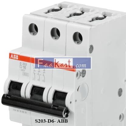 Picture of S203-D6- ABB  MINIATURE CIRCUIT BREAKER  3-P 6A/480V D