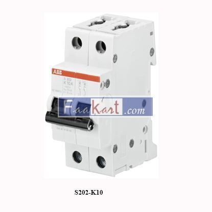 Picture of S202-K10 ABB   2CDS252001R0427  Miniature Circuit Breaker - 2P - K - 10 A