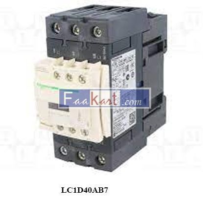 Picture of LC1D40AB7  SCHNEIDER ELECTRIC Contactor: 3-pole; NO x3; Auxiliary contacts: NO + NC; 24VAC; 40A