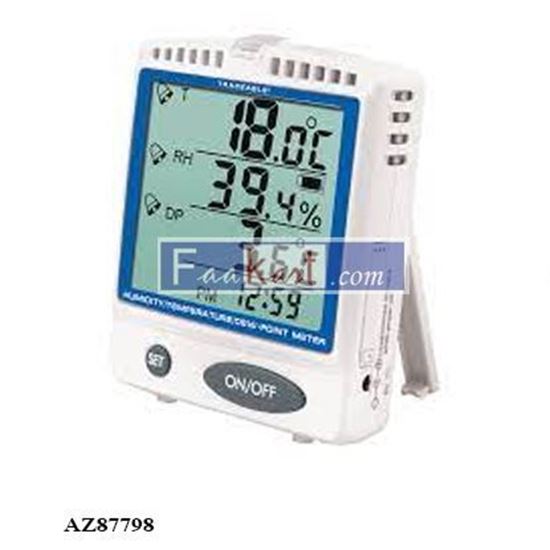 Picture of AZ87798 Traceable Room Thermometer with Memory-Card, Humidity/ Temperature/Dew Point, w/ Battery, Wall Mounting, Audible /Visual Alarm