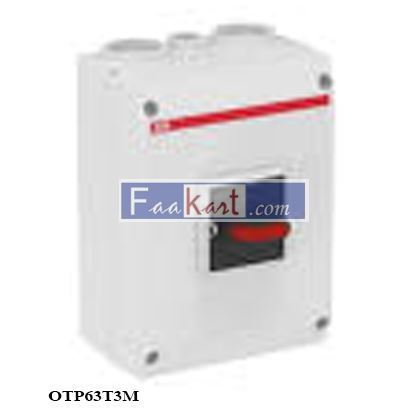 Picture of OTP63T3M Plastic enclosed safety switches, 3-pole, IP65 1SCA022608R2910  Brand: ABB                        https://new.abb.com/products/1SCA022608R2910/otp63t3m-safety-switch