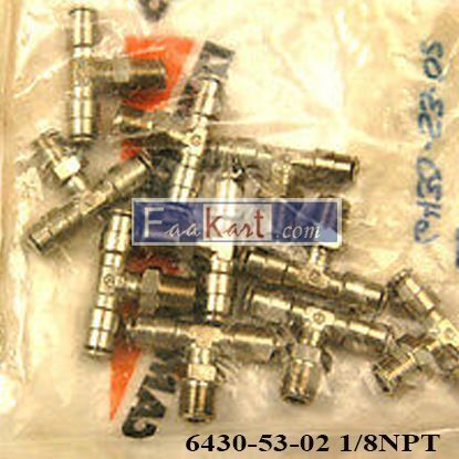 Picture of 6430-53-02 1/8NPT  LOT OF (15) PUSHLOCK T's #6430-53-02 1/8NPT X 5/32" (A-2-6-4-20)LOT OF (15) PUSHLOCK T's #6430-53-02 1/8NPT X 5/32" (A-2-6-4-20)