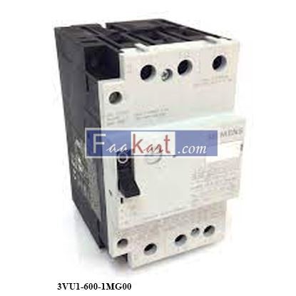 Picture of 3VU1-600-1MG00 CIRCUIT-BREAKER FOR MOTOR AND PLANT PROTECTION, SIZE 52/63A WITH AUXILIARY CONTACTS 1NO+1NC WITH SCREW-TYPE TERMINALS OVERLOAD RELEASE (A) 1-1.6A OVERCURRENT RELEASE (N) 19A