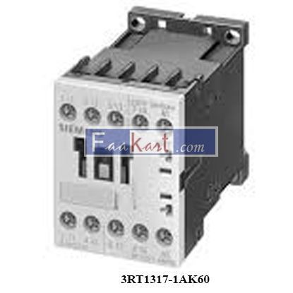 Picture of 3RT1317-1AK60 SIEMENS CONTACTOR, AC-1, 14,5KW/400V, AC-1 22 A, AC 110 V 50 HZ / 120 V 60 HZ 4-POLE