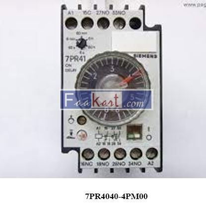 Picture of SIEMENS 7PR4040-4PM00  TIME DELAY RELAY ON DELAY 220-230VAC 50HZ 60MIN