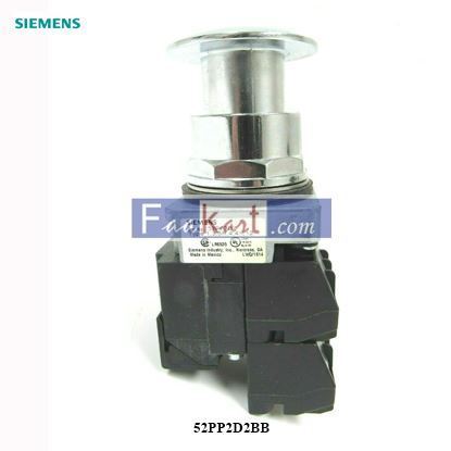 Picture of SIEMENS 52PP2D2BB PUSH PULL RED BUTTON 52AAF PP2 MTD FV 24V CHR-RED LED 2NO-2NC