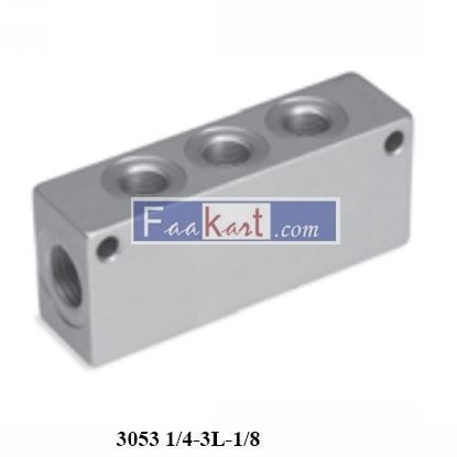 Picture of 3053 1/4-3L-1/8 CAMOZZI Pipe Fittings Manifold with lateral outlets .Material anodized AL