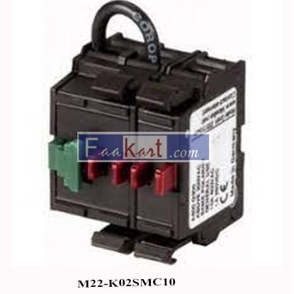 Picture of M22-K02SMC10 Eaton M22 contact block, 22.5 mm, Front, Screw, Button: Black, SMCB, 2NC, IP66, NEMA 4X, 13