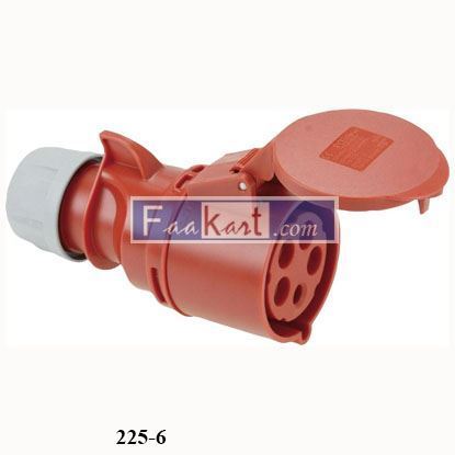 Picture of 225-6 PCE 32A, 400V, Cable Mount CEE Socket, 3P+N+E, Red, IP44