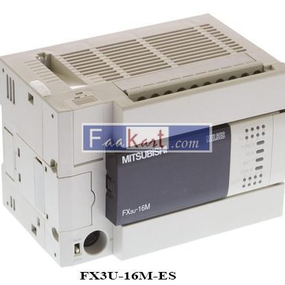 Picture of FX3U-16M-ES  Mitsubishi FX Series 24 VDC Sink/Source Relay, 8 Inputs, 8 Outputs