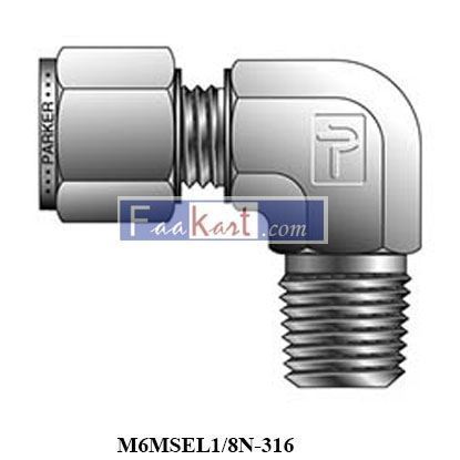 Picture of M6MSEL1/8N-316 Parker A-LOK Metric Tube NPT Male Elbow