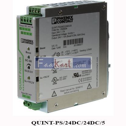 Picture of QUINT-PS/24DC/24DC/5 PHOENIX CONTACT Isolated DIN Rail Mount