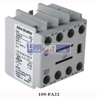 Picture of 100-FA22 Allen Bradley Auxiliary Contact - 2NC + 2NO, 4 Contact, Front Mount, 10 A