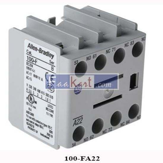 Picture of 100-FA22 Allen Bradley Auxiliary Contact - 2NC + 2NO, 4 Contact, Front Mount, 10 A