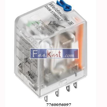 Picture of 7760056097  WEIDMULLER DRM570024LT  Signal Relay, 24 VDC, 4PDT, 5 A, DRM 570, Socket