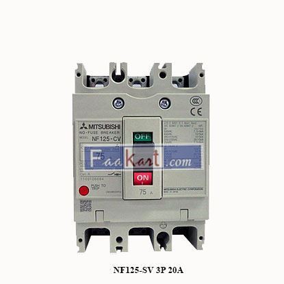 Picture of NF125-SV 3P 20A   Mitsubishi Electric   5 kA, 20 A Moulded Case Circuit Breaker with Thermal Magnetic