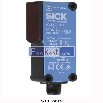 Picture of WL18-3P430 SICK 1025911  Photoelectric reflex Switch