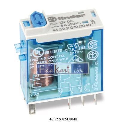 Picture of 46.52.9.024.0040    FINDER    Industrial Relay 24VDC 2c 8A max