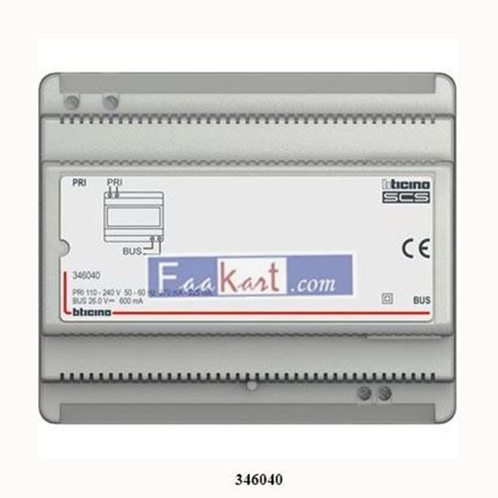 Picture of 346040   BTicino   2 wire audio system power supply with 6 DIN modular housing